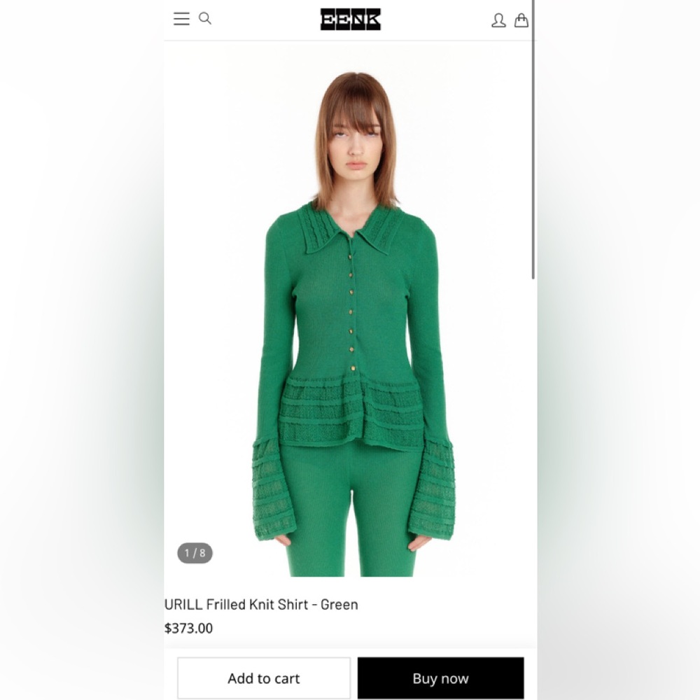 EENK URILL Frilled Knit Shirt - Green